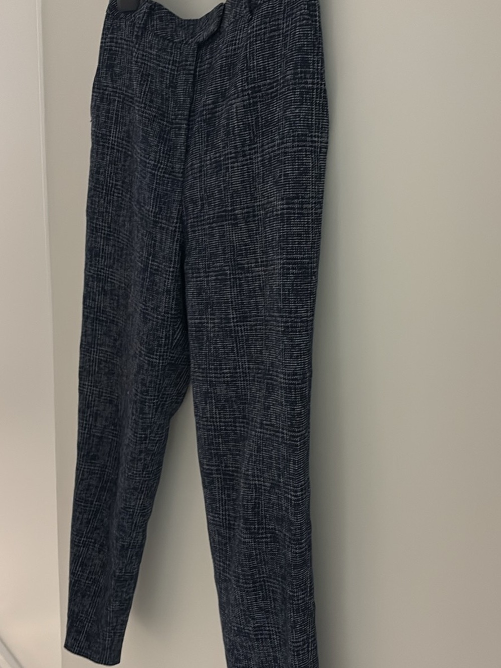 Escada Navy and White Plaid Tailored Trousers